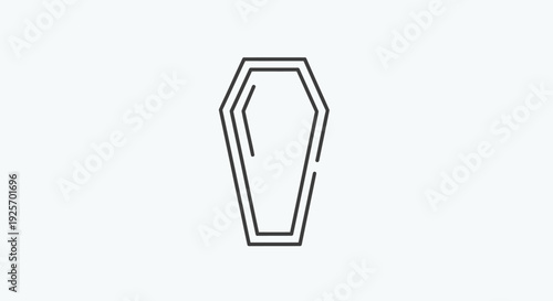 Outline Coffin Casket Icon, Isolated White Background