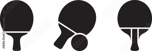 Collection of table tennis icons, shuttlecock and rackets for sports and games