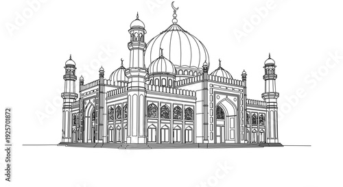 Stunning mosque architecture with domes and minarets