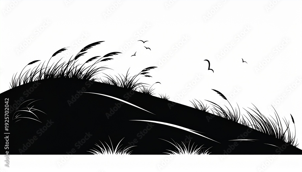 Obraz premium Silhouette of flying birds over dramatic stormy sky with lightning at dusk