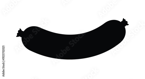 A simple black silhouette of a sausage clearly defined silhouette