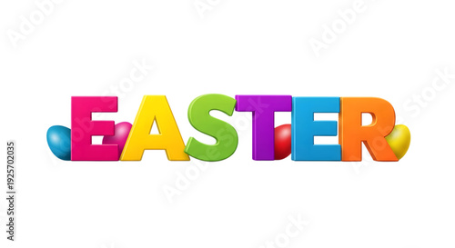 Easter greeting with colorful 3d text isolated on transparent background