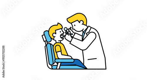 Doctor Examining Patient's Ear with Otoscope in Bright Clinic Illustration