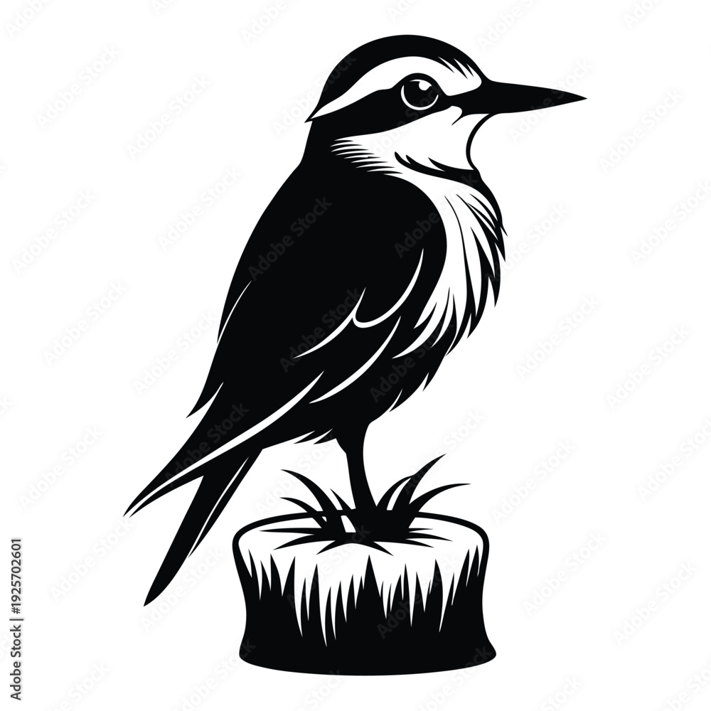Fototapeta premium monochromatic bee eater silhouette line art vector illustration with a white background