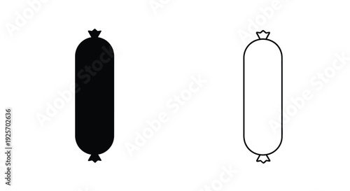 Two sausage depictions one solid black and one outlined silhouette