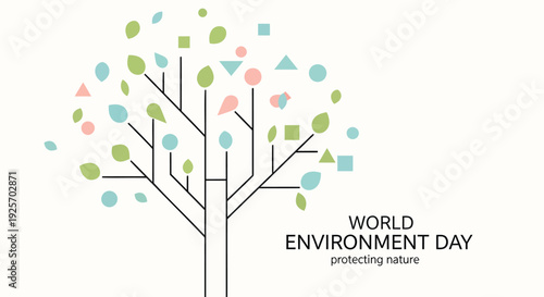 World Environment Day icon set, protecting nature symbols. Created in flat style with colorful palette.