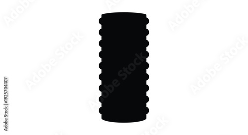 A simple dark silhouette of a cylindrical object with ridges