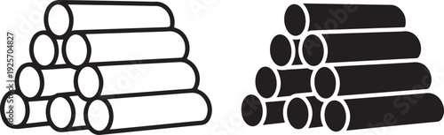 Stacks of cylindrical in black and white cylindrical stacks line solid fill logs tubes