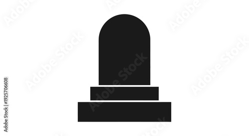 Simple black silhouette of a tombstone or gravestone with a stepped base