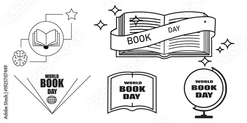World book day celebration illustrations