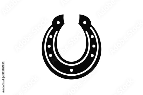 horse shoe silhouette line art vector illustration with a white background