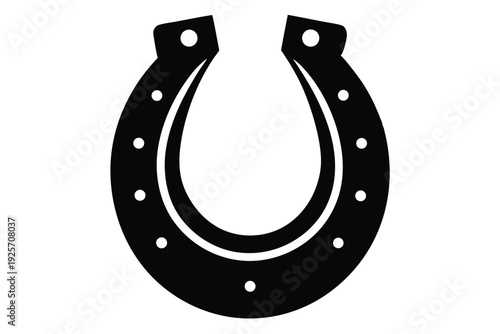horse shoe silhouette line art vector illustration with a white background