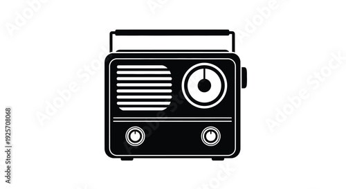 Simple black silhouette of a vintage transistor radio