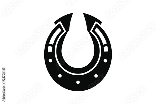 horse shoe silhouette line art vector illustration with a white background