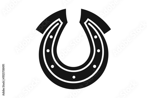 horse shoe silhouette line art vector illustration with a white background