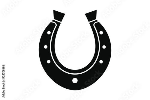 horse shoe silhouette line art vector illustration with a white background