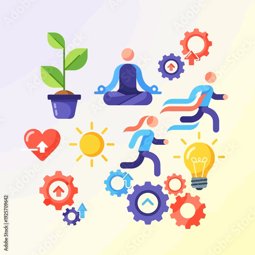 People Meditating in Blue Outfits.