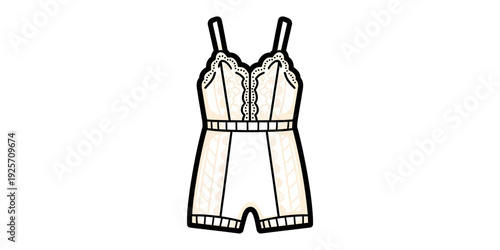 Classic strapless swimsuit with high-waisted shorts design for beach or poolside wear