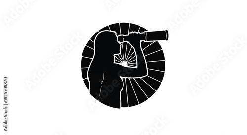 person looking through telescope silhouette icon