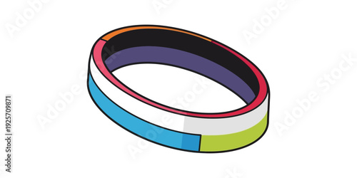 Colorful segmented ring with multiple vibrant bands and smooth edges