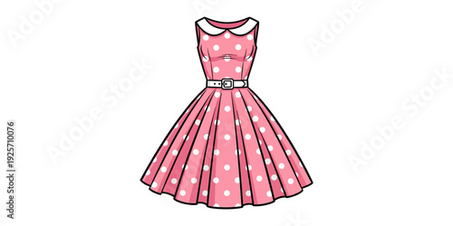 Elegant pink vintage-style dress with ruffled collar and full skirt