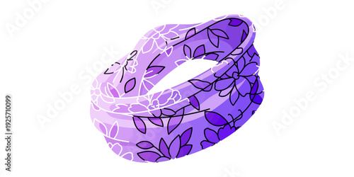 Elegant purple abstract ring with intricate leaf-like pattern design