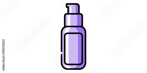 A stylized graphic of a purple spray bottle with a pump dispenser on top