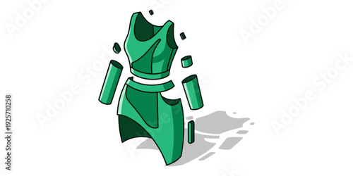 A stylized green superhero character with a dynamic pose and shadow