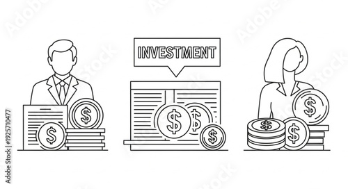 Business people with coins and investment concept.