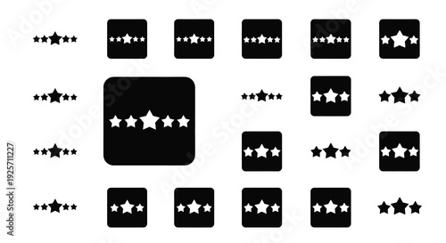 Collection of black squares displaying varying star ratings silhouette