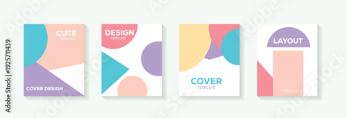 Corporate report cover abstract geometric illustration design layout bundle. colorful background for poster or brochure cover design