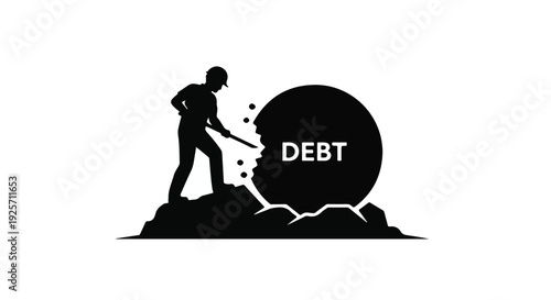 man breaking debt concept illustration