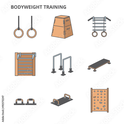 Flat Vector Icons for Bodyweight Training and Calisthenics Exercises