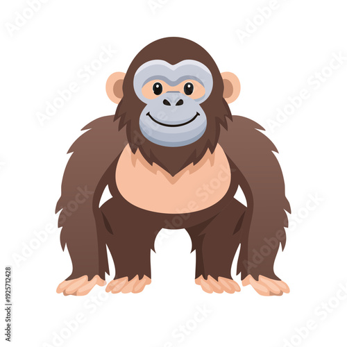 An adorable chimpanzee in a squatting pose, showcasing its friendly and engaging appearance