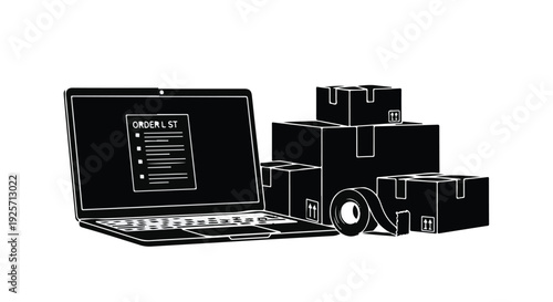 online shopping delivery packages laptop