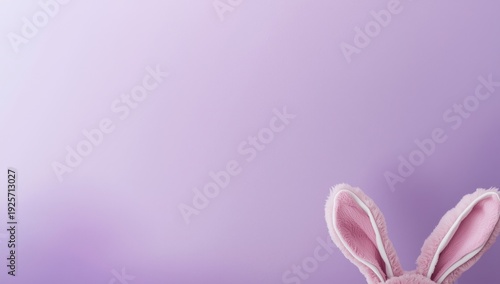 Pink bunny ears on purple background