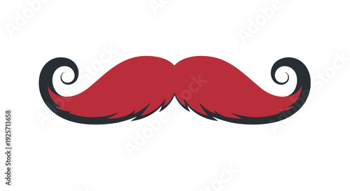 Red mustache with curled ends vector graphic
