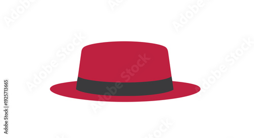 Vibrant red fedora hat with black band