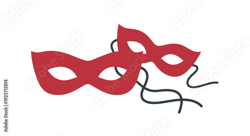 Red venetian masquerade masks with black ties