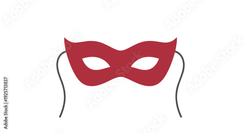 Red masquerade mask with eye holes and ties