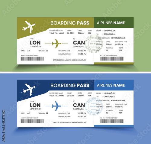 boarding pass design concept template design