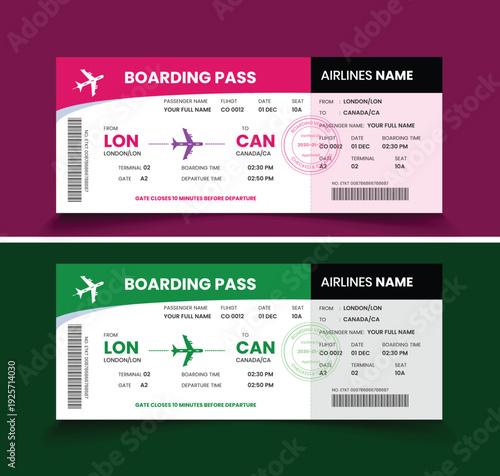 boarding pass design concept template design