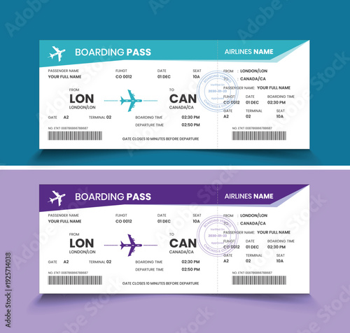 boarding pass design concept template design