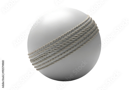 White Cricket Ball with Stitches on Black Background, Sports Equipment, Close-up View