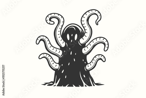 Spooky Tentacle Creature Silhouette Vector for Sci-Fi and Fantasy Art
