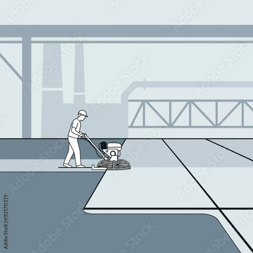 Industrial Floor Polishing With Power Trowel Machine