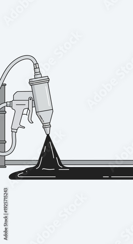 Industrial Fluid Dispensing Machine Pouring Dark Liquid Viscous Substance Illustration