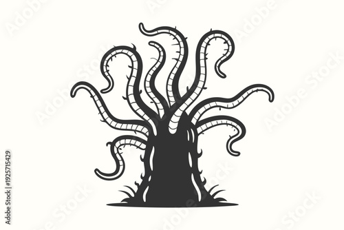Sinister Kraken Inspired Alien Monster Silhouette for Graphic Design