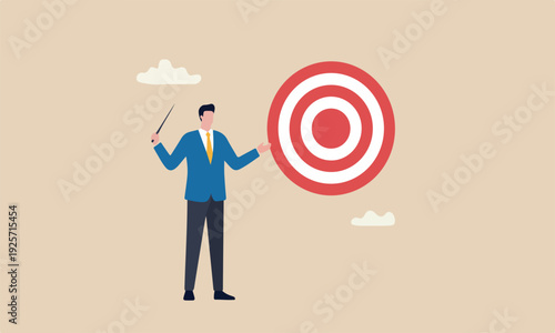 Businessman conductor target of leadership to lead company to success, manager to guide and control team concept