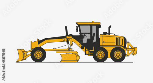 Industrial Grader Machine Vector Illustration For Construction And Engineering